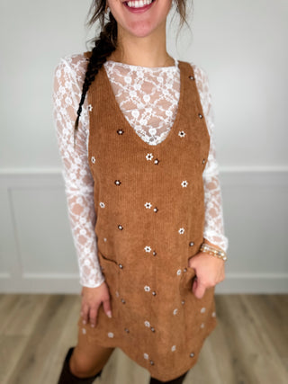Hem & Thread Growing Wild Corduroy Camel Dress