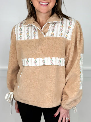 Be Convincing Sherpa Long Sleeve Tan Avery Mae Pullover