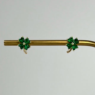 Carrying My Lucky Clover Green Stud Earrings