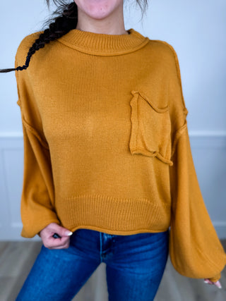 Hello Sunshine Knit Long Sleeve Marigold Yellow Avery Mae Cropped Sweater Top