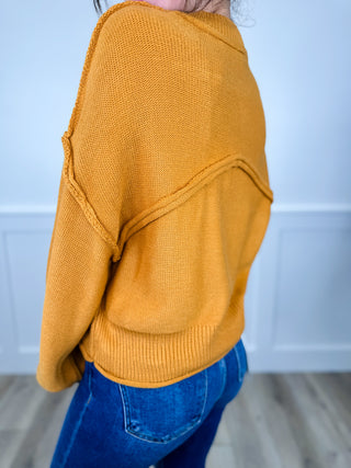 Hello Sunshine Knit Long Sleeve Marigold Yellow Avery Mae Cropped Sweater Top