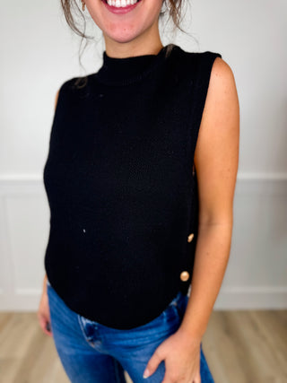 In Real Time Knit Black Avery Mae Mom Cropped Top