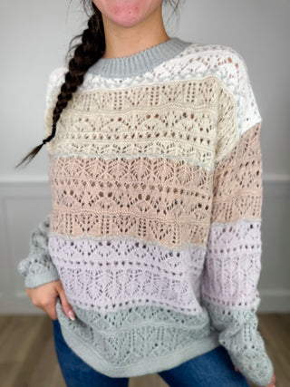 Blocked Out Knit Long Sleeve Avery Mae Sweater Top
