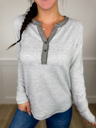 Perfect Beginnings Long Sleeve Grey Avery Mae Top