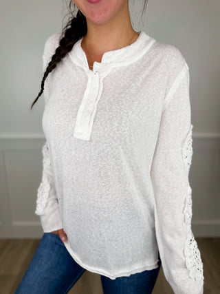 Pick Me Up Cotton Blend Long Sleeve White Avery Mae Top