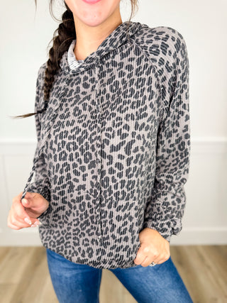 Refresh My Memory Ribbed Long Sleeve Grey Avery Mae Hooded Top