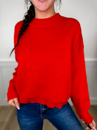 I Hear You Knit Long Sleeve Red Avery Mae Sweater Top