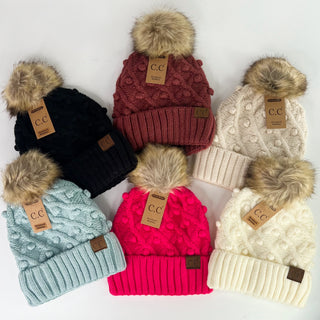 Bobble & Pom Knit Winter Hat - 6 colors!