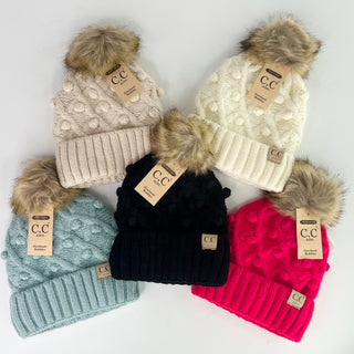 Kids Bobble & Pom Knit Winter Hat - 5 colors!