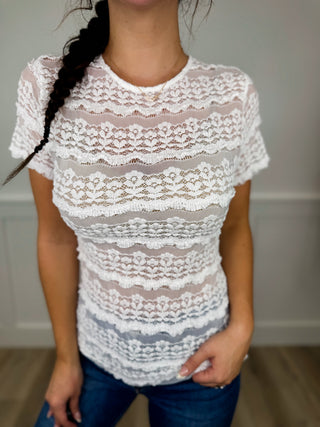 Simply Misunderstood Lace Short Sleeve Avery Mae Top - 2 colors!