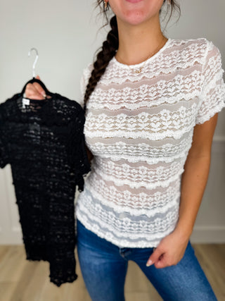 Simply Misunderstood Lace Short Sleeve Avery Mae Top - 2 colors!