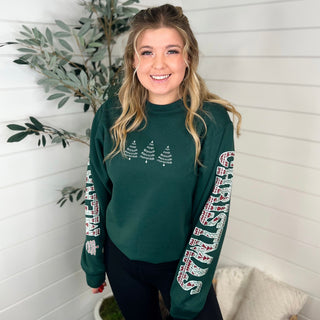 Be the Merriest Cotton Blend Long Sleeve Green Avery Mae Graphic Crewneck Sweatshirt