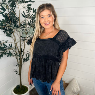 Think You're Fab Cotton Short Sleeve Charcoal Avery Mae Top