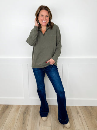 Quiet Confidence Ribbed Long Sleeve Avery Mae Quarter Zip Top - 3 colors!