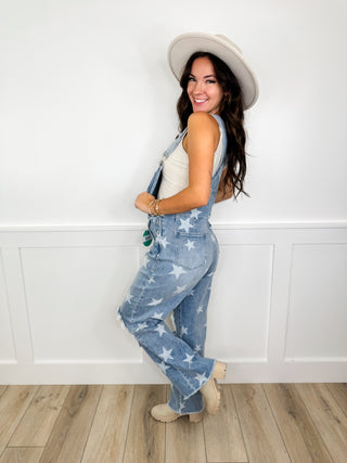 Sadie Distressed Fray Hem Light Wash Avery Mae Overalls