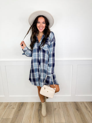Next Thing I Know Rayon Plaid Avery Mae Button Up Dress - 3 colors!