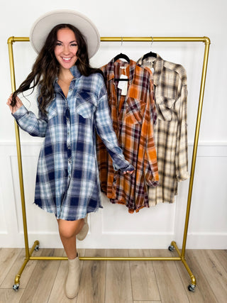 Next Thing I Know Rayon Plaid Avery Mae Button Up Dress - 3 colors!
