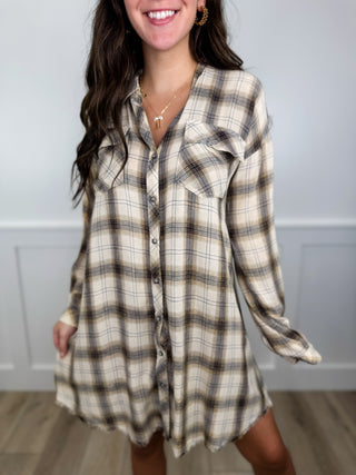 Next Thing I Know Rayon Plaid Avery Mae Button Up Dress - 3 colors!