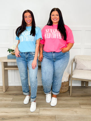 Judy Blue Jovie Mid-Rise Boyfriend Jeans - Medium Wash (Bleached, Distressed)