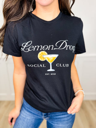 Lemon Drop Social Club Cotton Short Sleeve Black Avery Mae Graphic Tee Shirt (Gildan)