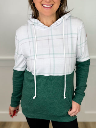 Generous Spirit Cotton Blend Long Sleeve Green Avery Mae Hoodie Sweatshirt
