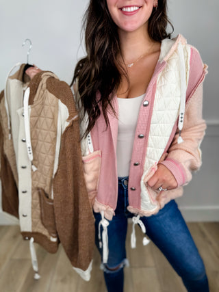 POL Almost Believable Cotton Blend Long Sleeve Hooded Shacket - 2 colors!