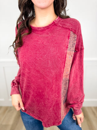 Good Feelings Cotton Long Sleeve Red Avery Mae Top