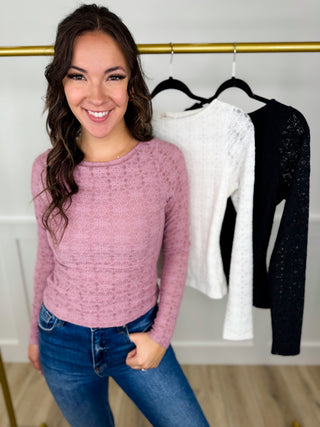 Happy Little Moments Lace Long Sleeve Avery Mae Top - 3 colors!