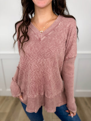 More Exploring Cotton Blend Long Sleeve Mauve Avery Mae Top