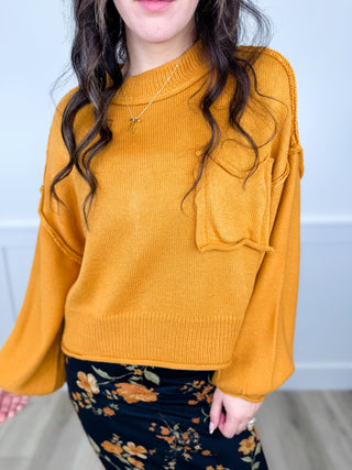 Hello Sunshine Knit Long Sleeve Marigold Yellow Avery Mae Cropped Sweater Top