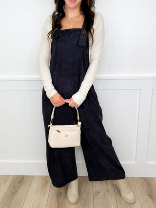 Out of the Ordinary Soft Corduroy Charcoal Avery Mae Overalls