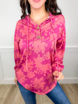 Cozy Blooms Long Sleeve Pink Avery Mae Hooded Top