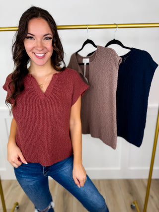 Sitting Lakeside Cotton Short Sleeve Avery Mae Sweater Top - 3 colors!