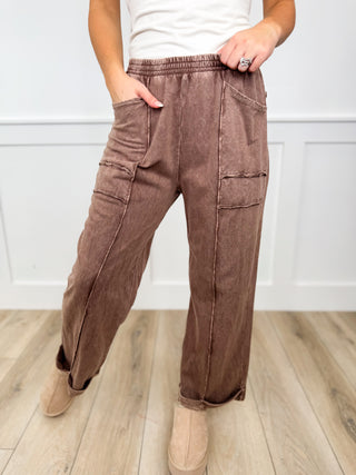 Weekend Ready High Rise Cotton Wide Leg Mocha Avery Mae Bottoms