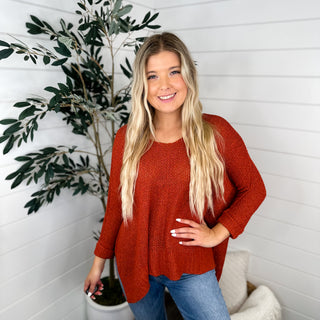 All Over the World Knit 3/4 Sleeve Avery Mae Sweater Top - 5 colors!