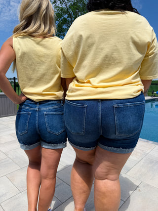 Sunset Splendor Cotton Yellow Avery Mae Graphic Top - Multiple Options (Comfort Colors)
