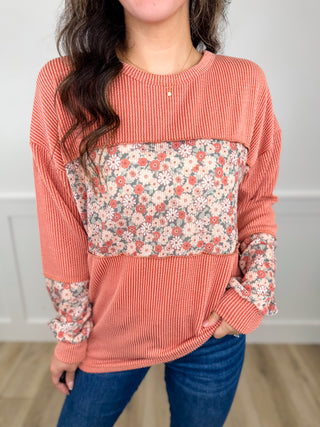 All the Better Ribbed Long Sleeve Orange Avery Mae Top