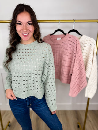 If You Must Knit Long Sleeve Avery Mae Mom Cropped Sweater Top - 3 colors!