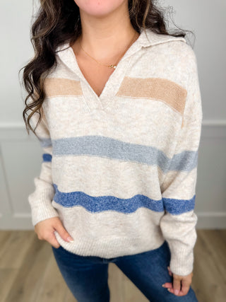 Coastal Comfort Knit Long Sleeve Oatmeal Avery Mae Sweater Top