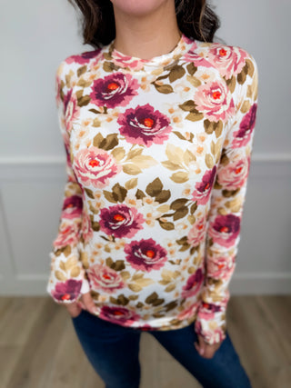 Made to Bloom Rayon Blend Long Sleeve Ivory Avery Mae Top