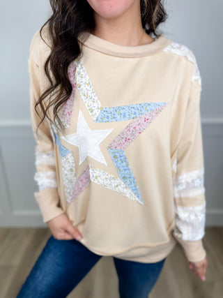 White Birch Oh Hey There Cotton Blend Long Sleeve Oat Top