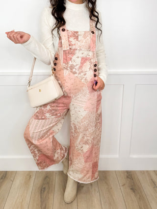 Easel Rosy Rendezvous Cotton Pink Jumpsuit
