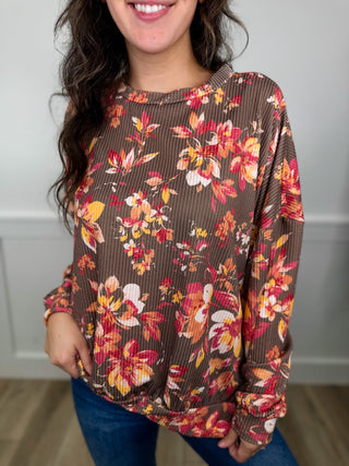 Never Turn Back Ribbed Long Sleeve Mocha Avery Mae Top