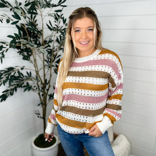 Take a Risk Knit Long Sleeve Striped Avery Mae Sweater Top