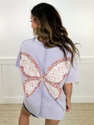 Fly Away Cotton Short Sleeve Purple Avery Mae Top