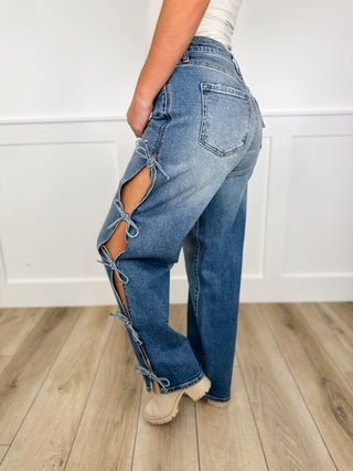 Cello Amora Mid Rise Medium Wash Dad Jeans