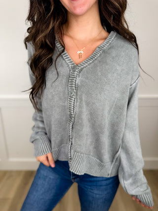 Time to Rest Cotton Long Sleeve Olive Avery Mae Button Up Cardigan