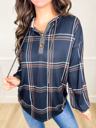 Based on a True Story Lightweight Long Sleeve Black Avery Mae Hooded Top