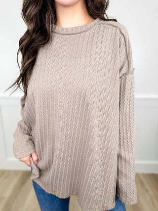 Escape the Ordinary Long Sleeve Taupe Avery Mae Top