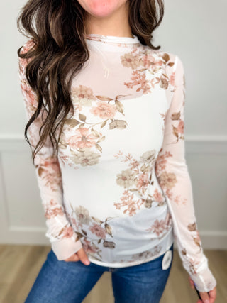 Delicate Point of View Sheer Mesh Long Sleeve White Avery Mae Top